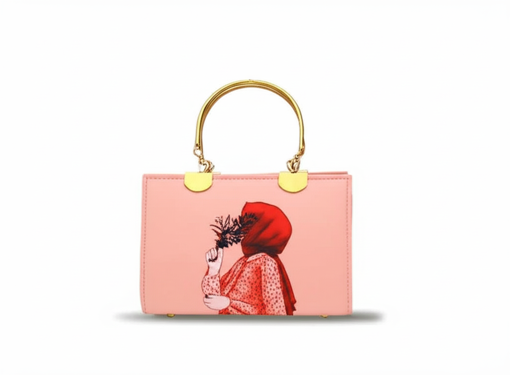 Mini Pink Bag with Hijab Girl Design