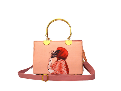 Mini Pink Bag with Hijab Girl Design
